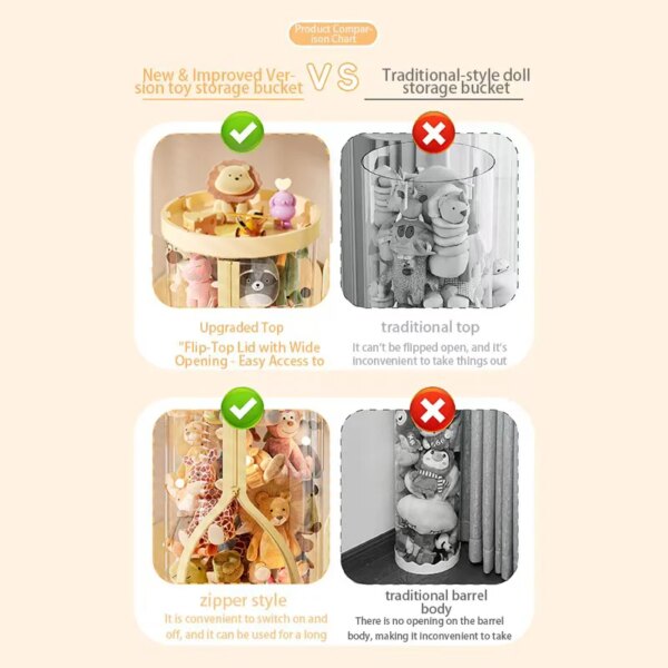 Rangement transparent pour peluches