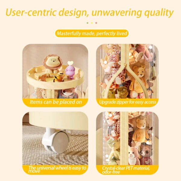 Rangement transparent pour peluches