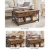VASAGLE Coffee Table, Lift-Top Table Coffee Table for Living Room, Coffee Table with Open and Hidden Storage, X-Shaped Bars