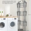 SONGMICS Large Clothes Airer, Foldable Clothes Drying Rack Laundry 4-Tier, Moveable Clothes Horse, 64 x 126 x 172 cm