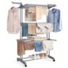 SONGMICS Large Clothes Airer, Foldable Clothes Drying Rack Laundry 4-Tier, Moveable Clothes Horse, 64 x 126 x 172 cm