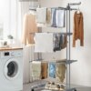 SONGMICS Large Clothes Airer, Foldable Clothes Drying Rack Laundry 4-Tier, Moveable Clothes Horse, 64 x 126 x 172 cm