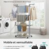 SONGMICS Large Clothes Airer, Foldable Clothes Drying Rack Laundry 4-Tier, Moveable Clothes Horse, 64 x 126 x 172 cm