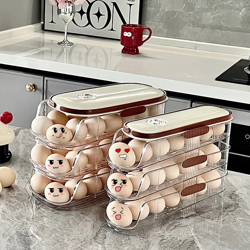 1 piece, egg storage box, automatic rolling refrigerator egg rack storage, hand-held egg refrigerator side door storagerack 1 piece, egg storage box, automatic rolling refrigerator egg rack storage, hand-held egg refrigerator side door storagerack