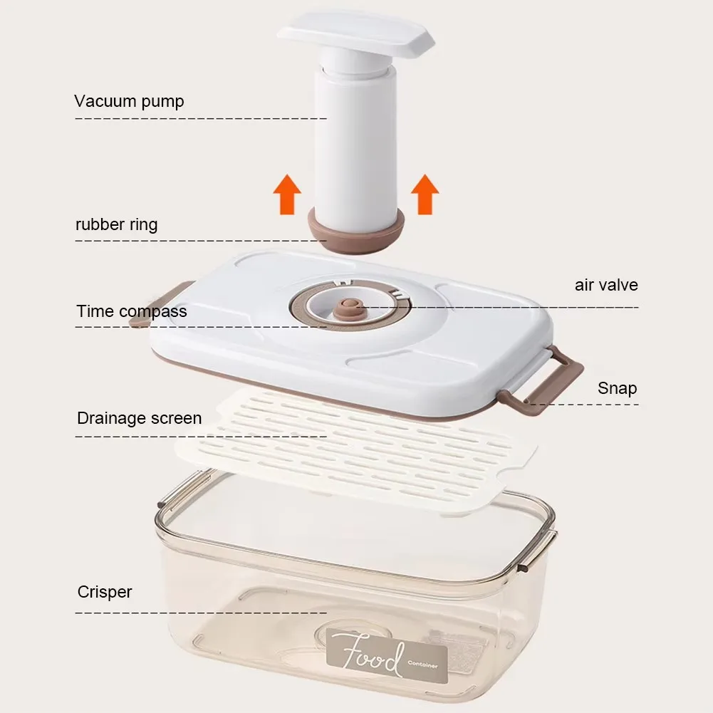 Vacuum storage box sealed grain tank household fresh-keeping box refrigerator drainable food storage container Kitchen Organizer