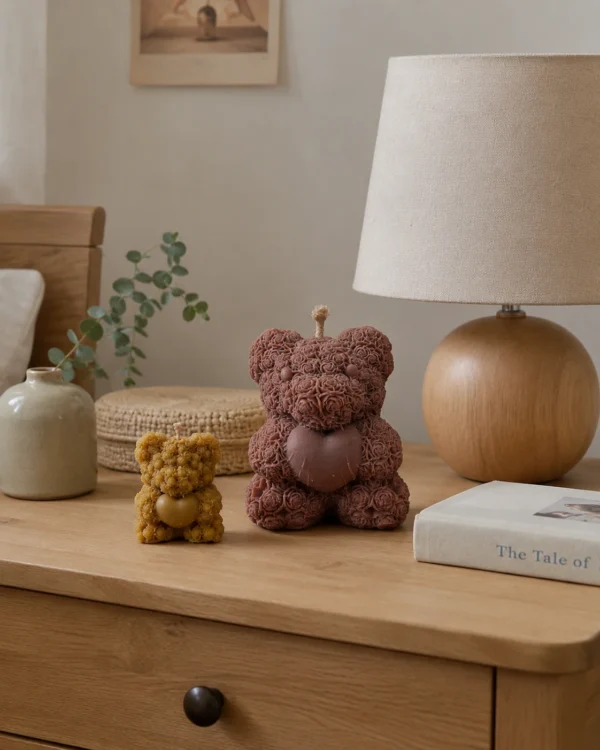 Bougie – Ourson Fleuri Cœur