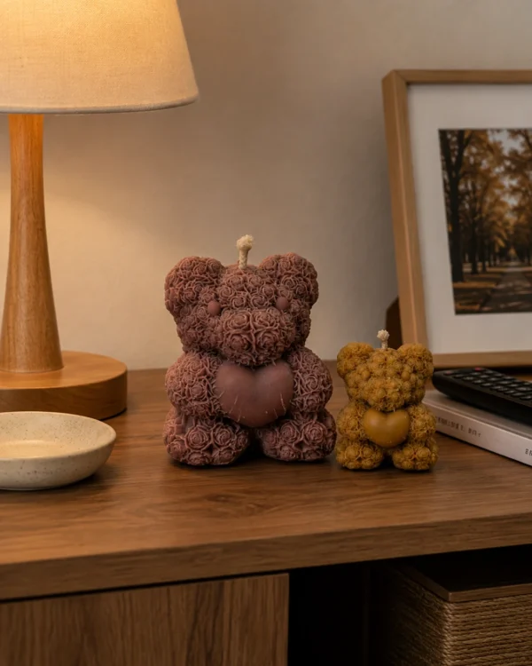 Bougie – Ourson Fleuri Cœur