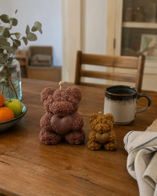 Bougie – Ourson Fleuri Cœur