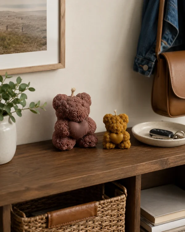 Bougie – Ourson Fleuri Cœur