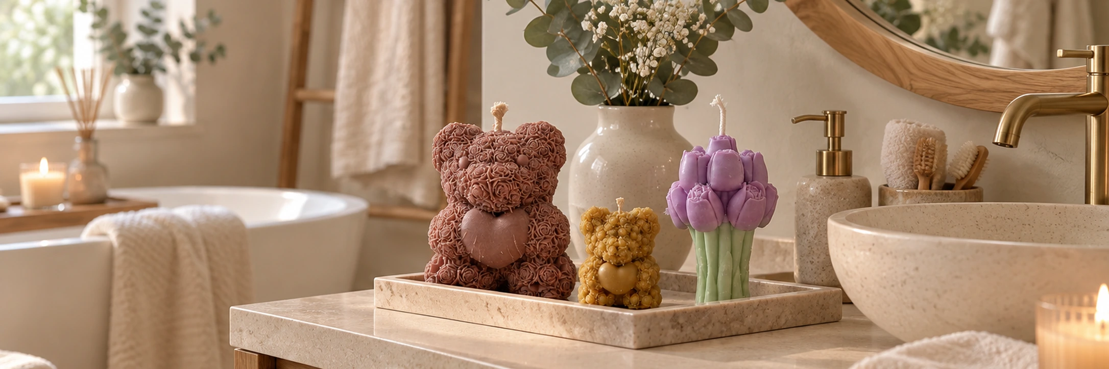 Bougie - Bouquet de Tulipes Violettes