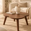 Table basse ronde compacte style mid-century – noyer