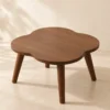 Table basse ronde compacte style mid-century – noyer