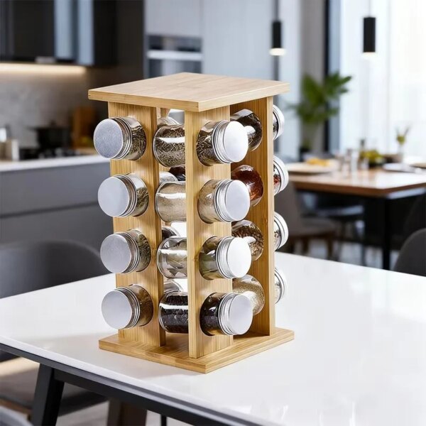 Étagère à épices rotative en bois