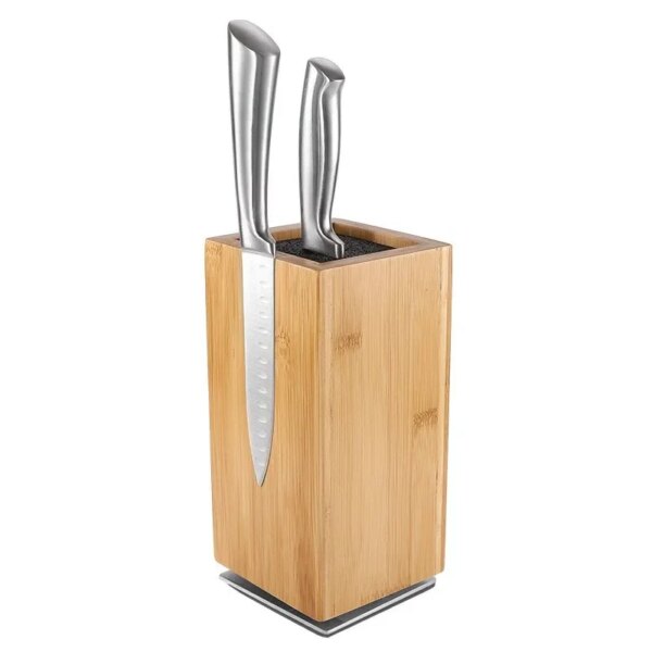 Porte-couteaux magnétique rotatif en bois