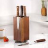Porte-couteaux magnétique rotatif en bois