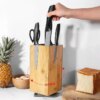 Porte-couteaux magnétique rotatif en bois