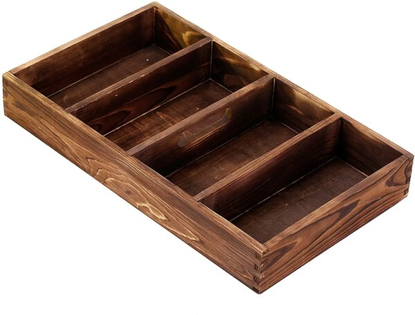 Caisse de rangement en bois, 4 compartiments
