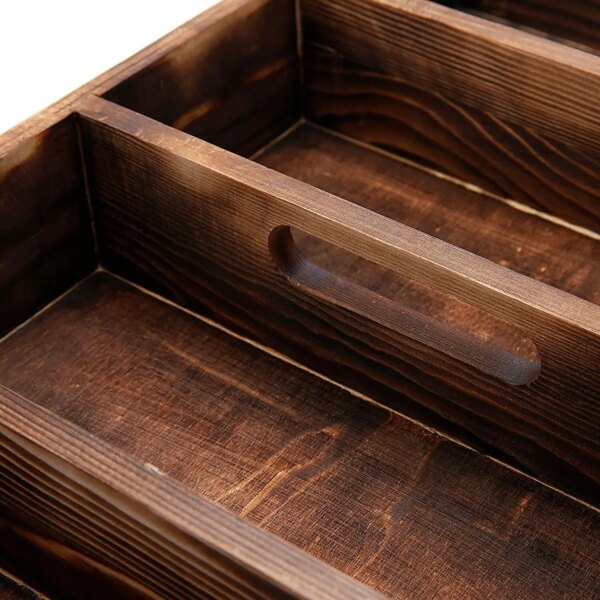 Caisse de rangement en bois, 4 compartiments