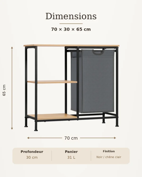 hodoia_meuble_panier_linge_31l_dimensions_v1 Meuble de rangement avec panier à linge de 31 L
