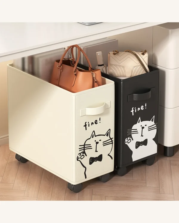 hodoia_panier_rangement_mobile_lifestyle_deux_couleurs_v1 Panier de rangement mobile en tissu