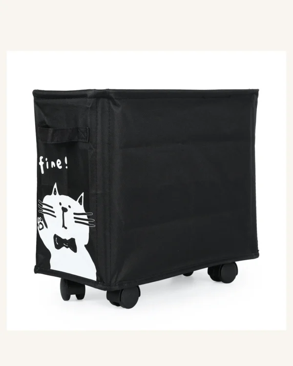 hodoia_panier_rangement_mobile_noir_vue_produit_v1 Panier de rangement mobile en tissu