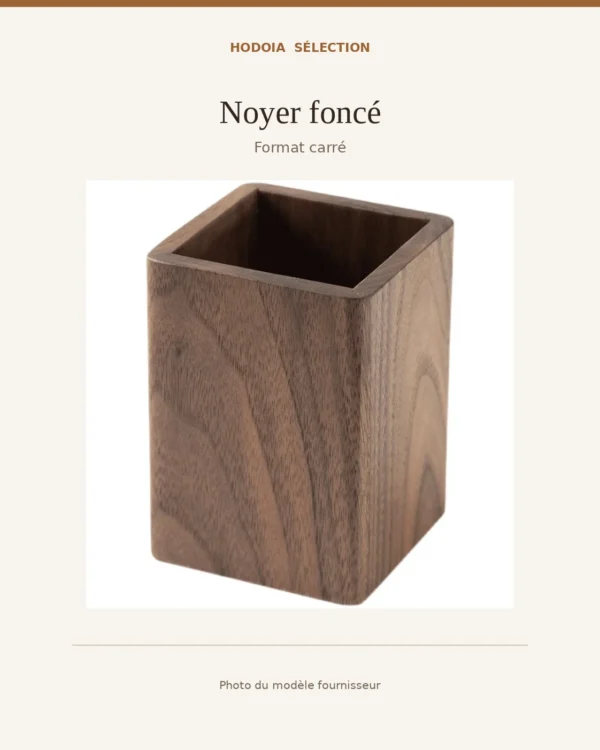 hodoia_pot_crayons_bois_noyer_vue_produit_v1 Pot à crayons en bois - Noyer foncé