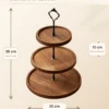 Dimensions du présentoir en bois à trois niveaux : 25 cm de diamètre et 36 cm de hauteur