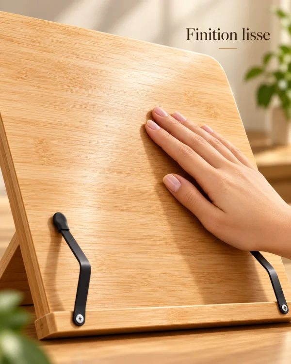 Finition en bois naturel du pupitre de lecture réglable