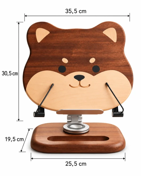 Dimensions du pupitre de lecture Shiba en bois