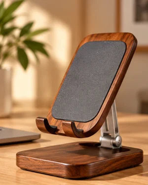 Support de téléphone pliant en noyer
